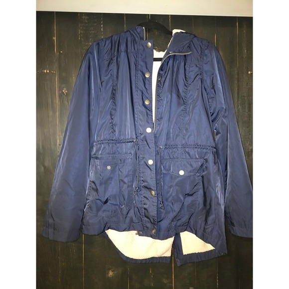 Copper Key Jackets & Blazers - Copper Key ~Woman Size L~ Navy Blue Hooded Lightweight Lined‎ Jacket Coat Zip-Up